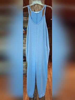 Light Blue Sleeveless Jumpsuit with Pockets By Sincerely Jules Sz Medium